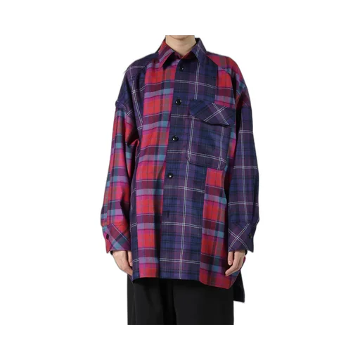 Plaid Shirt Collar Blouse
