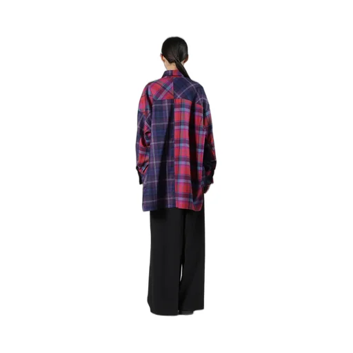 Plaid Shirt Collar Blouse