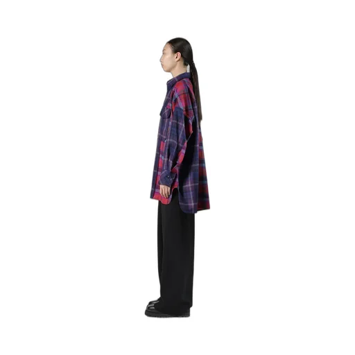 Plaid Shirt Collar Blouse