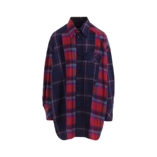 Plaid Shirt Collar Blouse