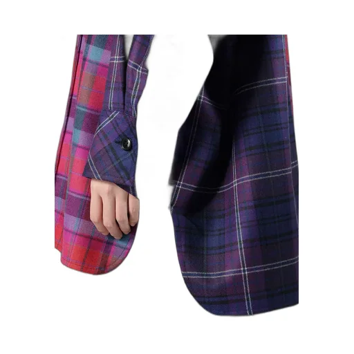 Plaid Shirt Collar Blouse