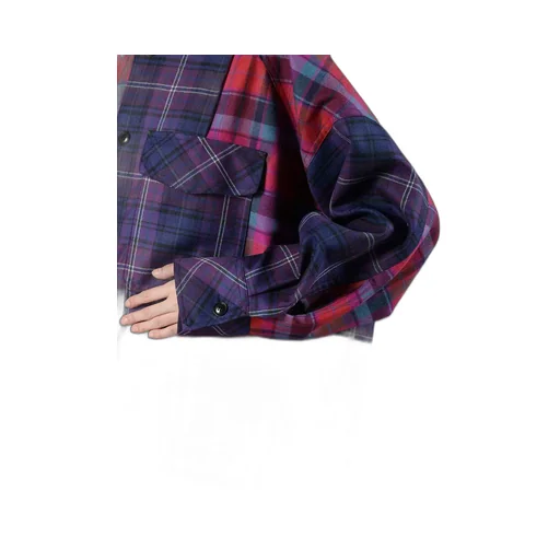 Plaid Shirt Collar Blouse