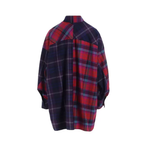 Plaid Shirt Collar Blouse