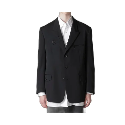 Wool Gabardine Jacket With A Right Lapel Tab