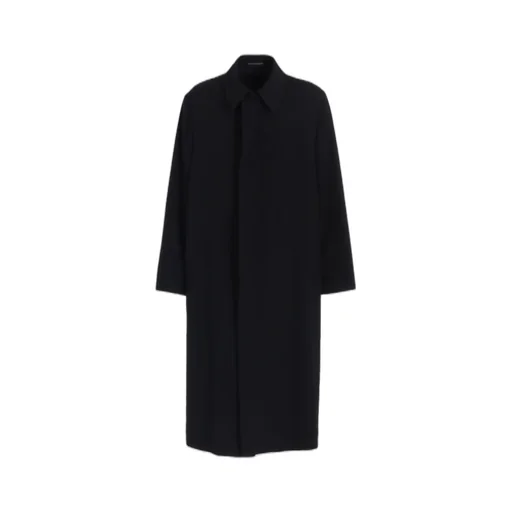 Wool Gabardine Coat With Stand Front Collar
