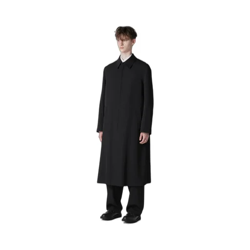 Wool Gabardine Coat With Stand Front Collar