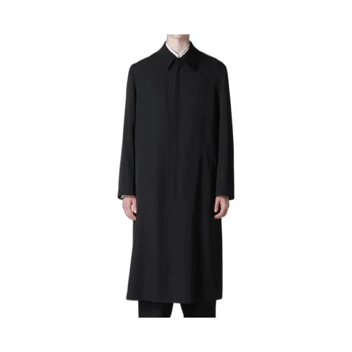 Wool Gabardine Coat With Stand Front Collar