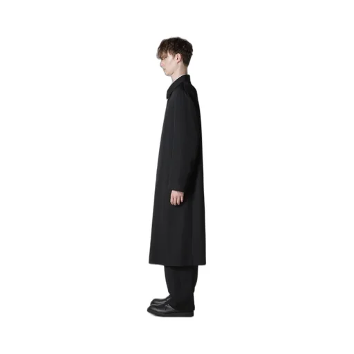 Wool Gabardine Coat With Stand Front Collar