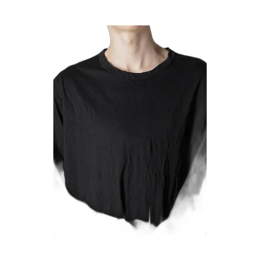 Wrinkled Stripe Jq Round Neck T