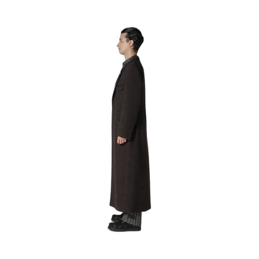 Wool Spinning Leather Switch Collar Button Jacket