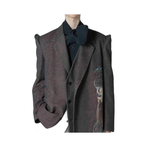Lady Print Pinched Shoulder Jacket