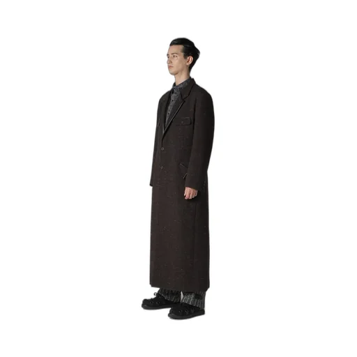 Wool Spinning Leather Switch Collar Button Jacket