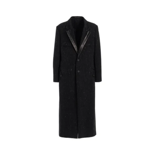 Wool Spinning Leather Switch Collar Button Jacket