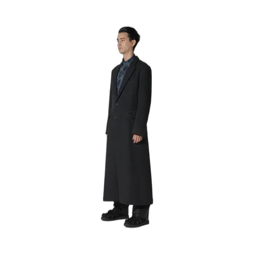 Dobby Tweed Peak Lapel Long Jacket