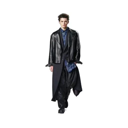 Dobby Tweed Peak Lapel Long Jacket