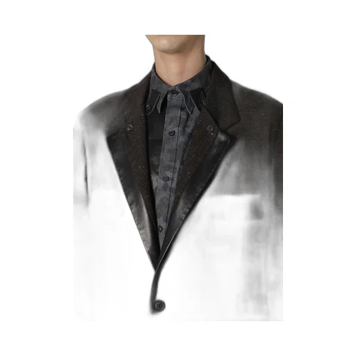 Wool Spinning Leather Switch Collar Button Jacket