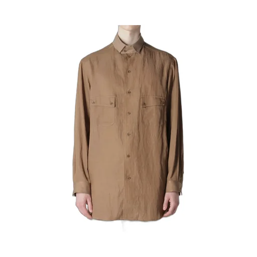 Cu/C/Flax Stand Collar Shirt
