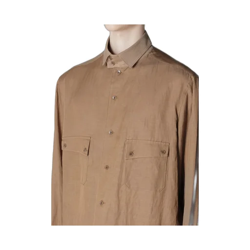 Cu/C/Flax Stand Collar Shirt