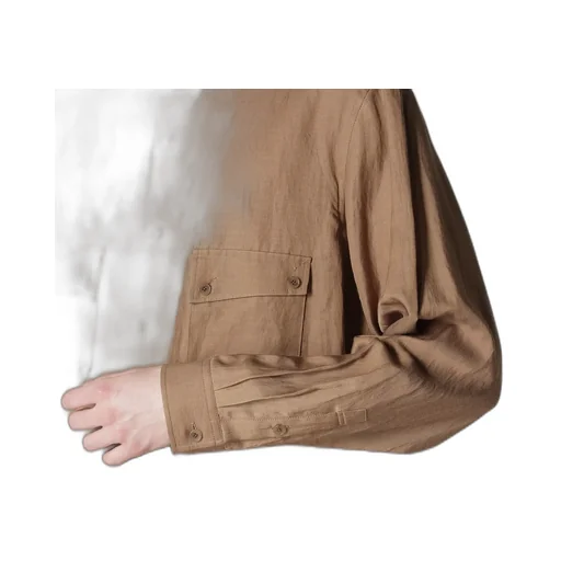 Cu/C/Flax Stand Collar Shirt