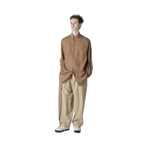 Cu/C/Flax Stand Collar Shirt