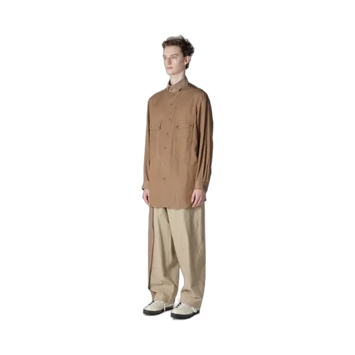 Cu/C/Flax Stand Collar Shirt