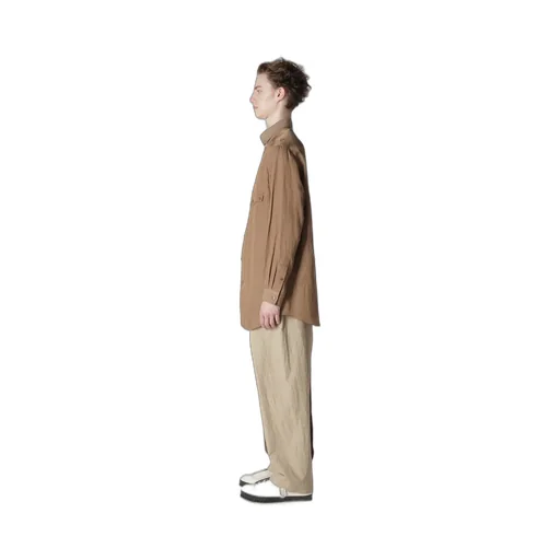 Cu/C/Flax Stand Collar Shirt