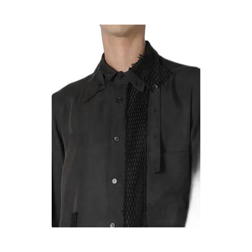 22M French Twill Mesh Tp Grey Blouse