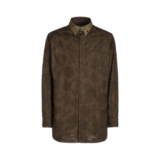 Khaki Flower Jq Arranged Spare Collar Blouse