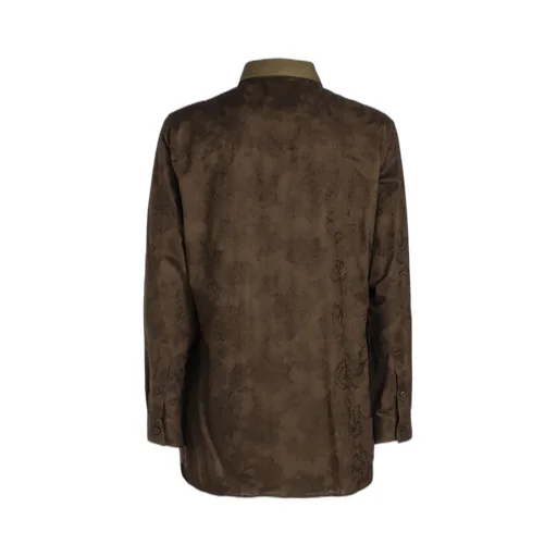Khaki Flower Jq Arranged Spare Collar Blouse