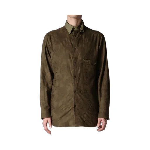 Khaki Flower Jq Arranged Spare Collar Blouse