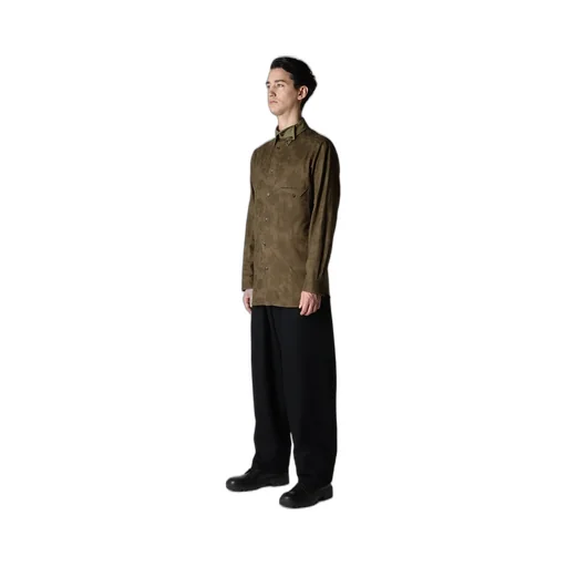 Khaki Flower Jq Arranged Spare Collar Blouse