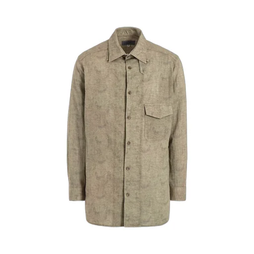 Cotton Linen Herringbone 5 Way Collar Tab Blouse