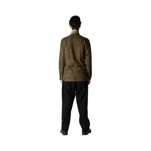 Khaki Flower Jq Arranged Spare Collar Blouse
