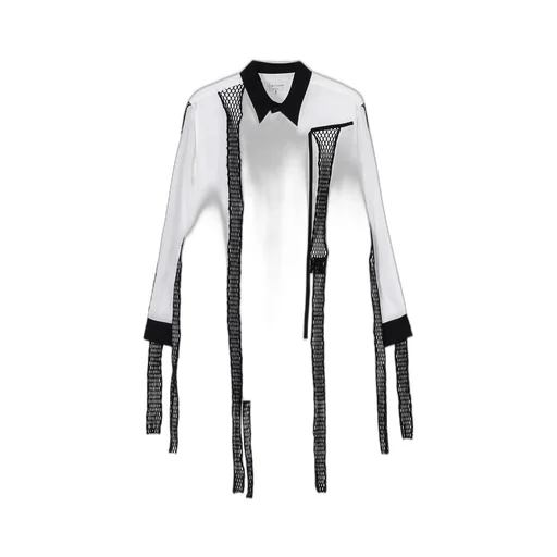 Cellulose Lawn Black Mesh Tp Blouse