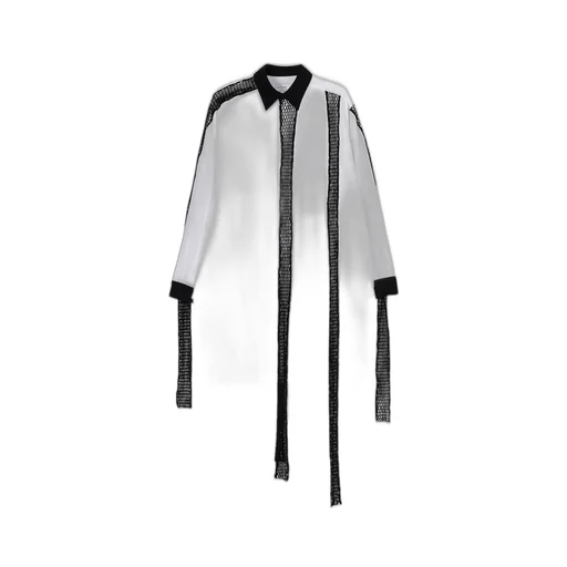 Cellulose Lawn Black Mesh Blouse