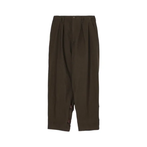 Khaki C/W Serge Hem Belt Pants