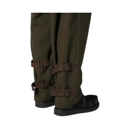 Khaki C/W Serge Hem Belt Pants
