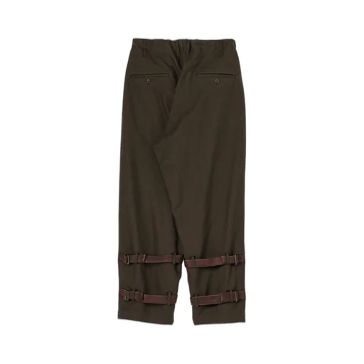 Khaki C/W Serge Hem Belt Pants