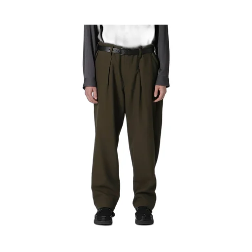 Khaki C/W Serge Hem Belt Pants