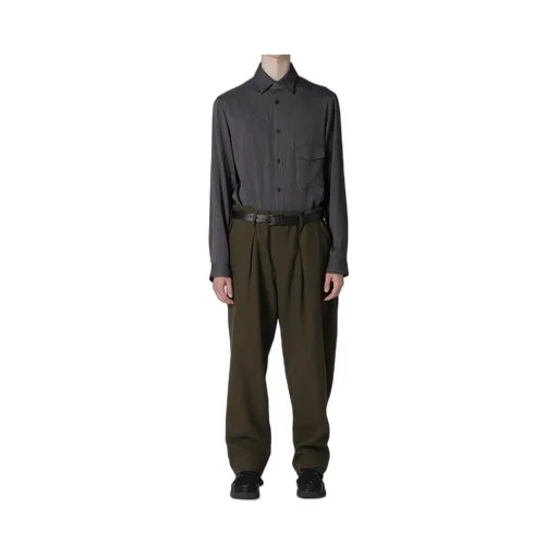 Khaki C/W Serge Hem Belt Pants