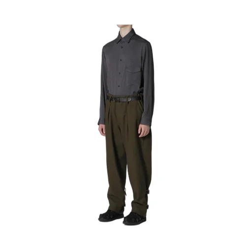 Khaki C/W Serge Hem Belt Pants