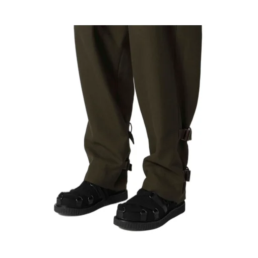 Khaki C/W Serge Hem Belt Pants