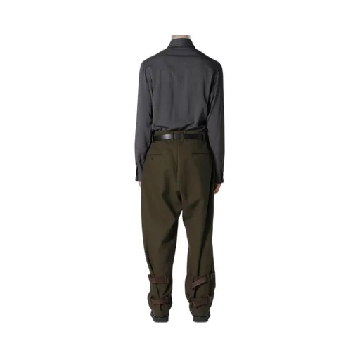 Khaki C/W Serge Hem Belt Pants