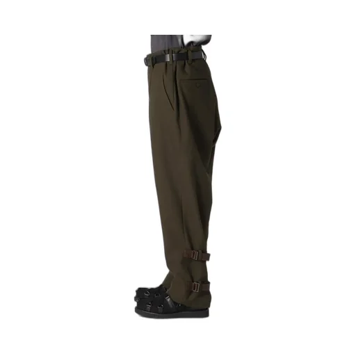 Khaki C/W Serge Hem Belt Pants
