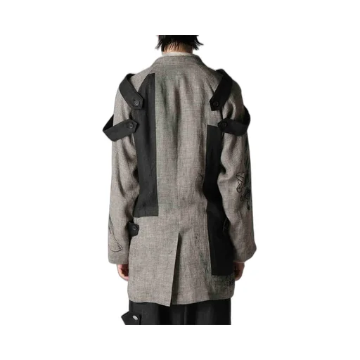 Dual Fabric Jacket With Shoulder Epaulettes