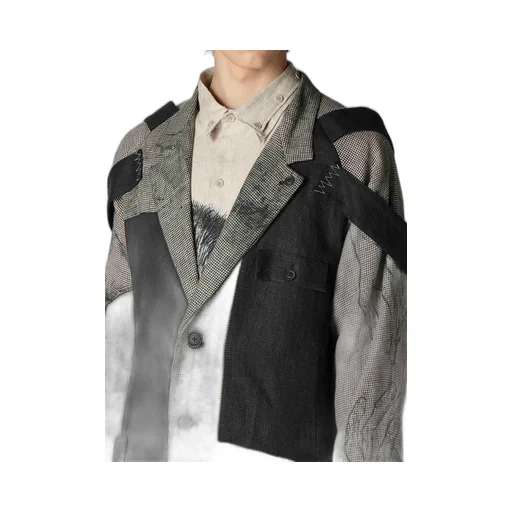 Dual Fabric Jacket With Shoulder Epaulettes