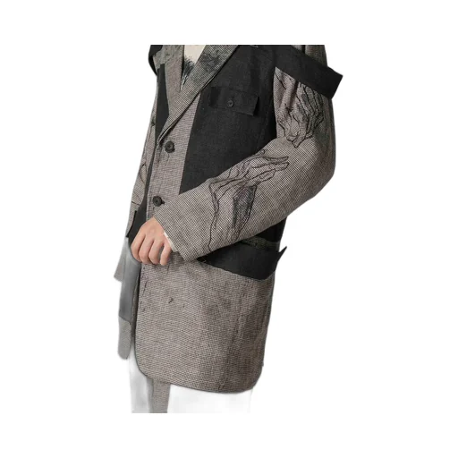 Dual Fabric Jacket With Shoulder Epaulettes