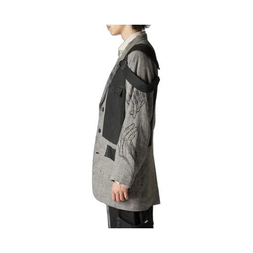 Dual Fabric Jacket With Shoulder Epaulettes