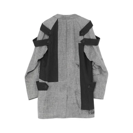 Dual Fabric Jacket With Shoulder Epaulettes