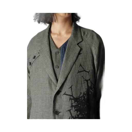 Patterned Multi Fabric Buttoned Jacket
